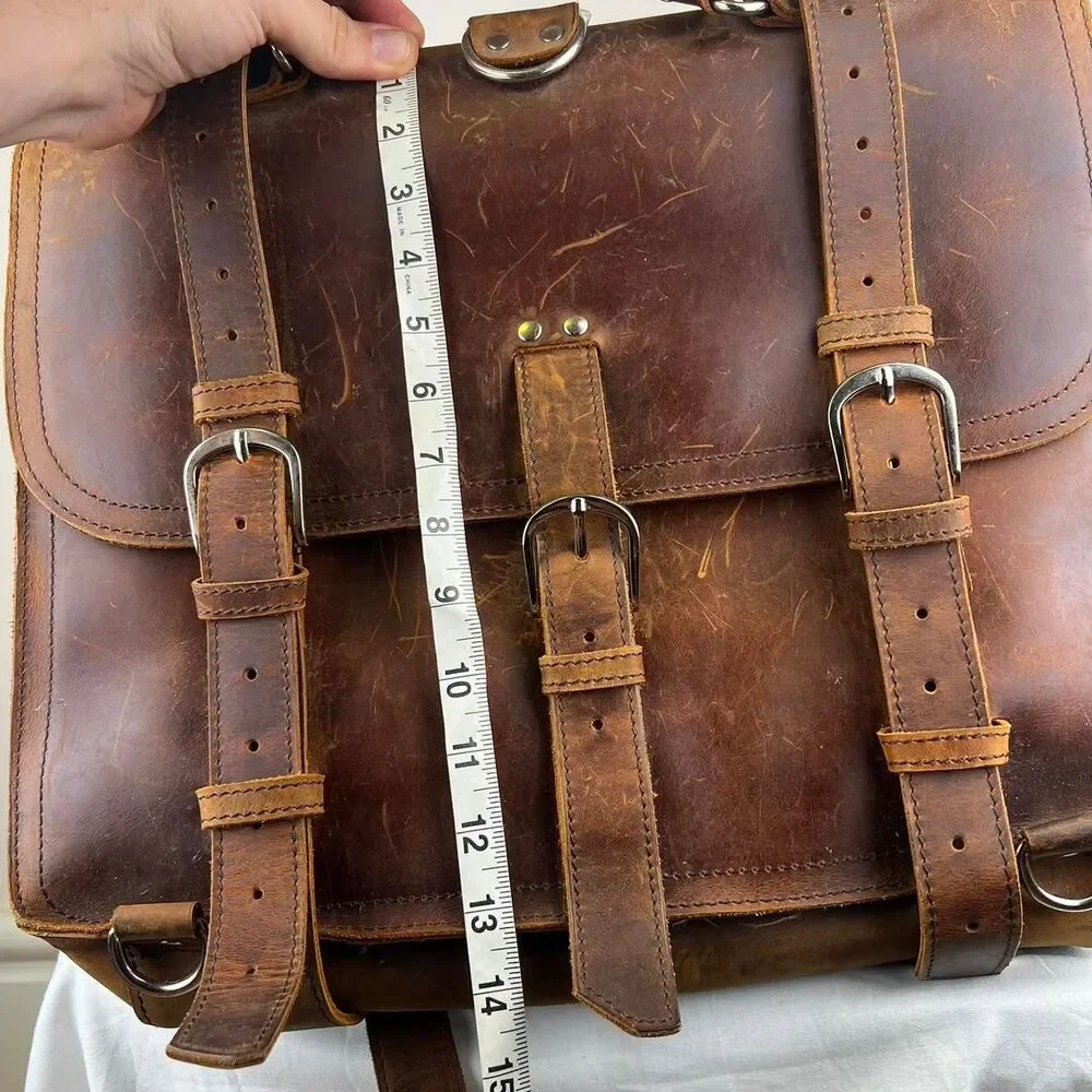 Large Leather Brown Laptop Brifcase Bag Men’s